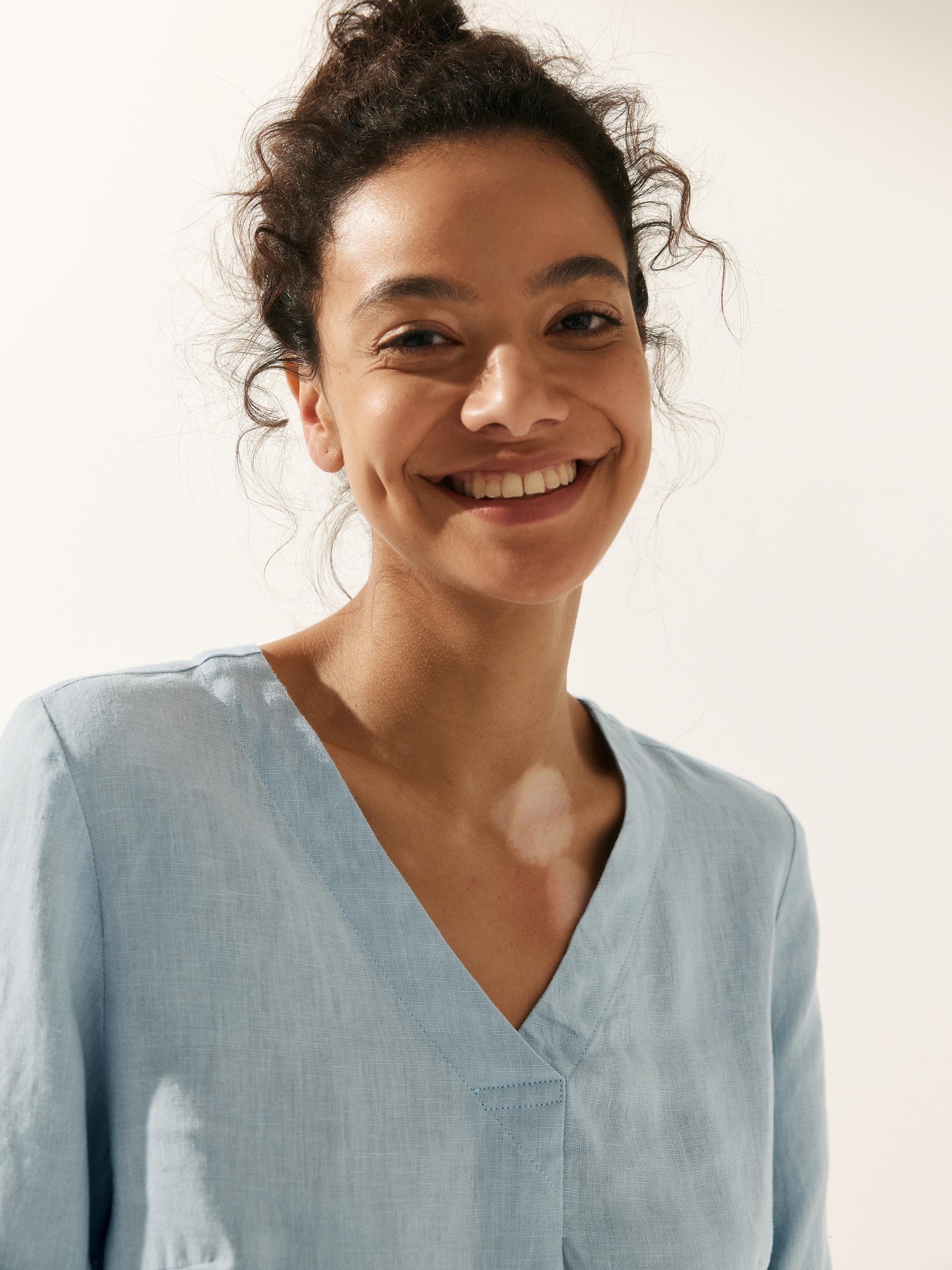 100% Leinen Puffärmel Top LEAH