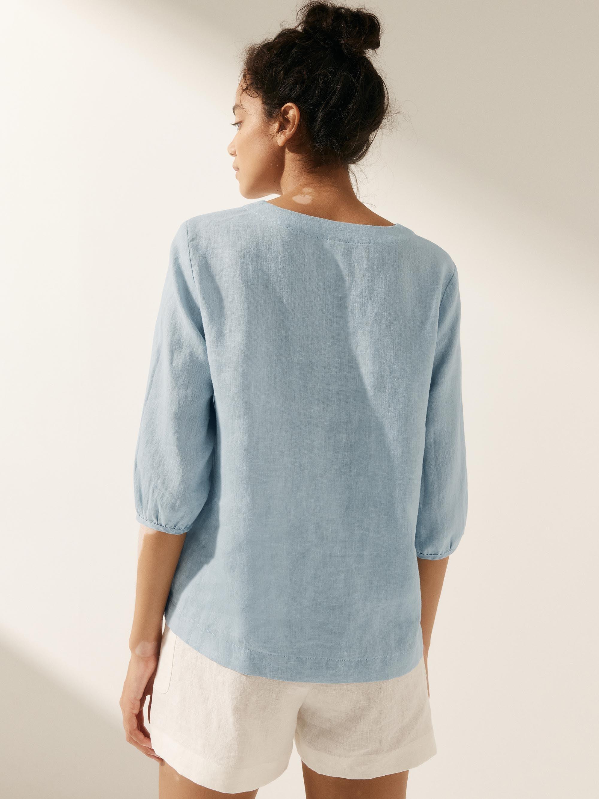 100% Leinen Puffärmel Top LEAH