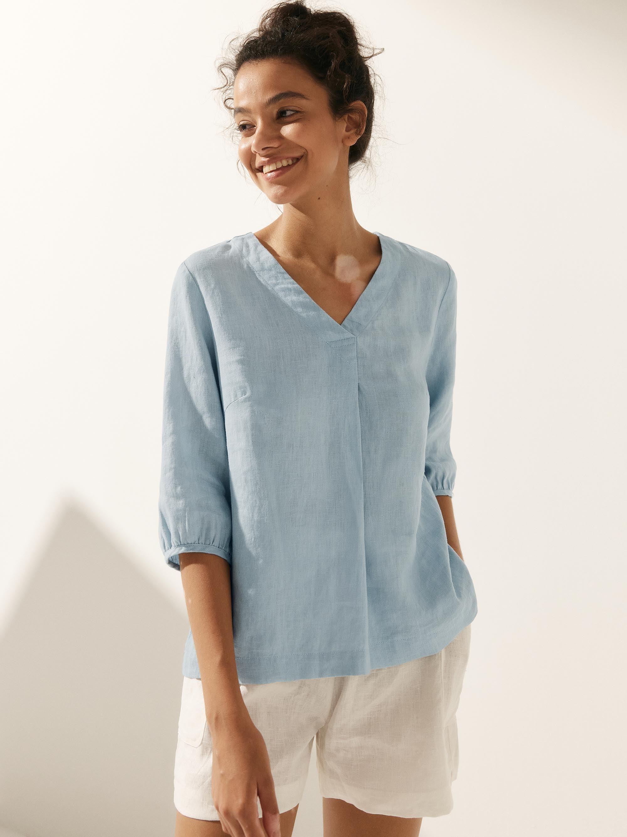 100% Leinen Puffärmel Top LEAH