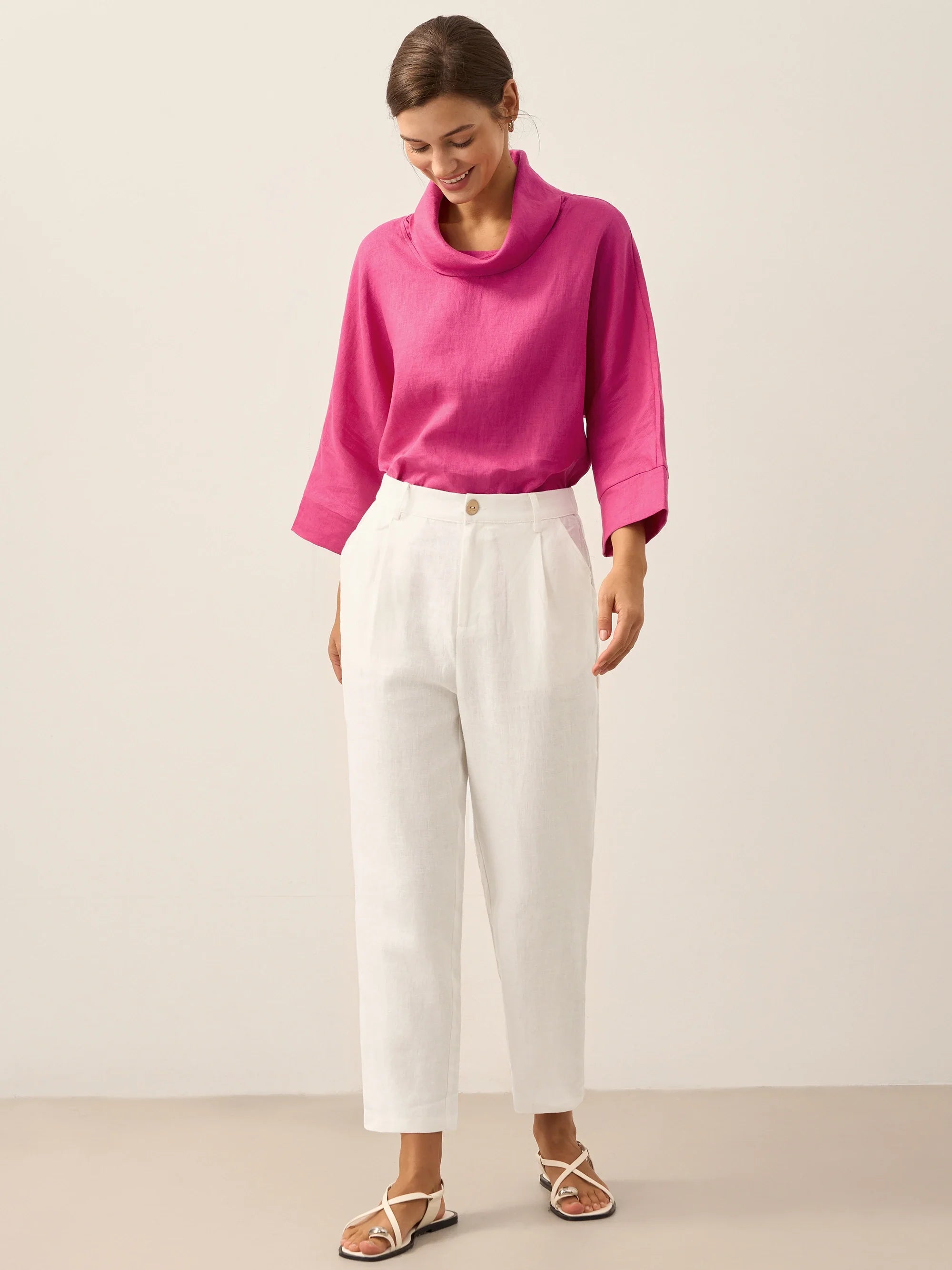 100% Leinen Entspanntes, leichtes Cover-Up-Hosen WINONA