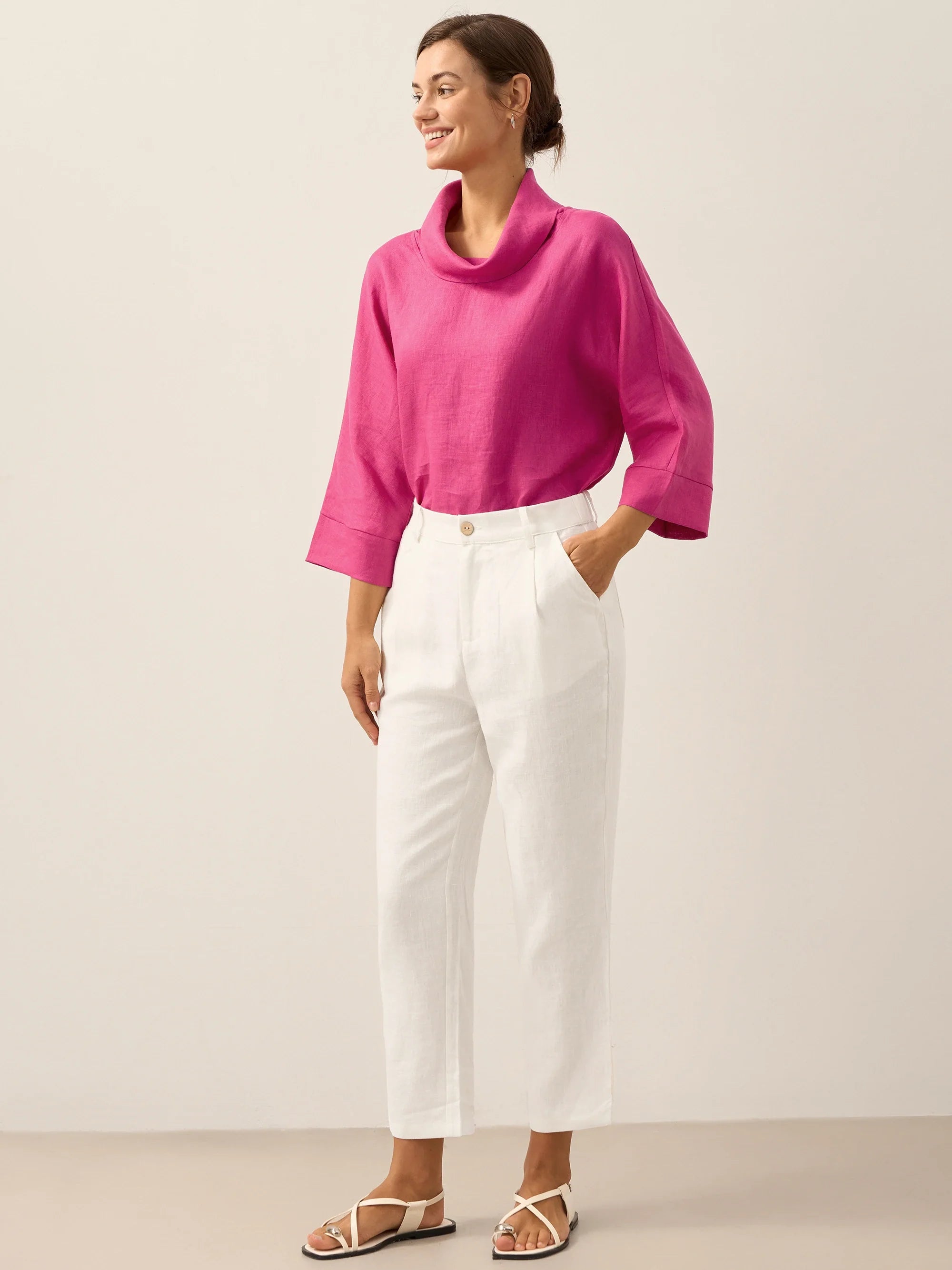 100% Leinen Entspanntes, leichtes Cover-Up-Hosen WINONA
