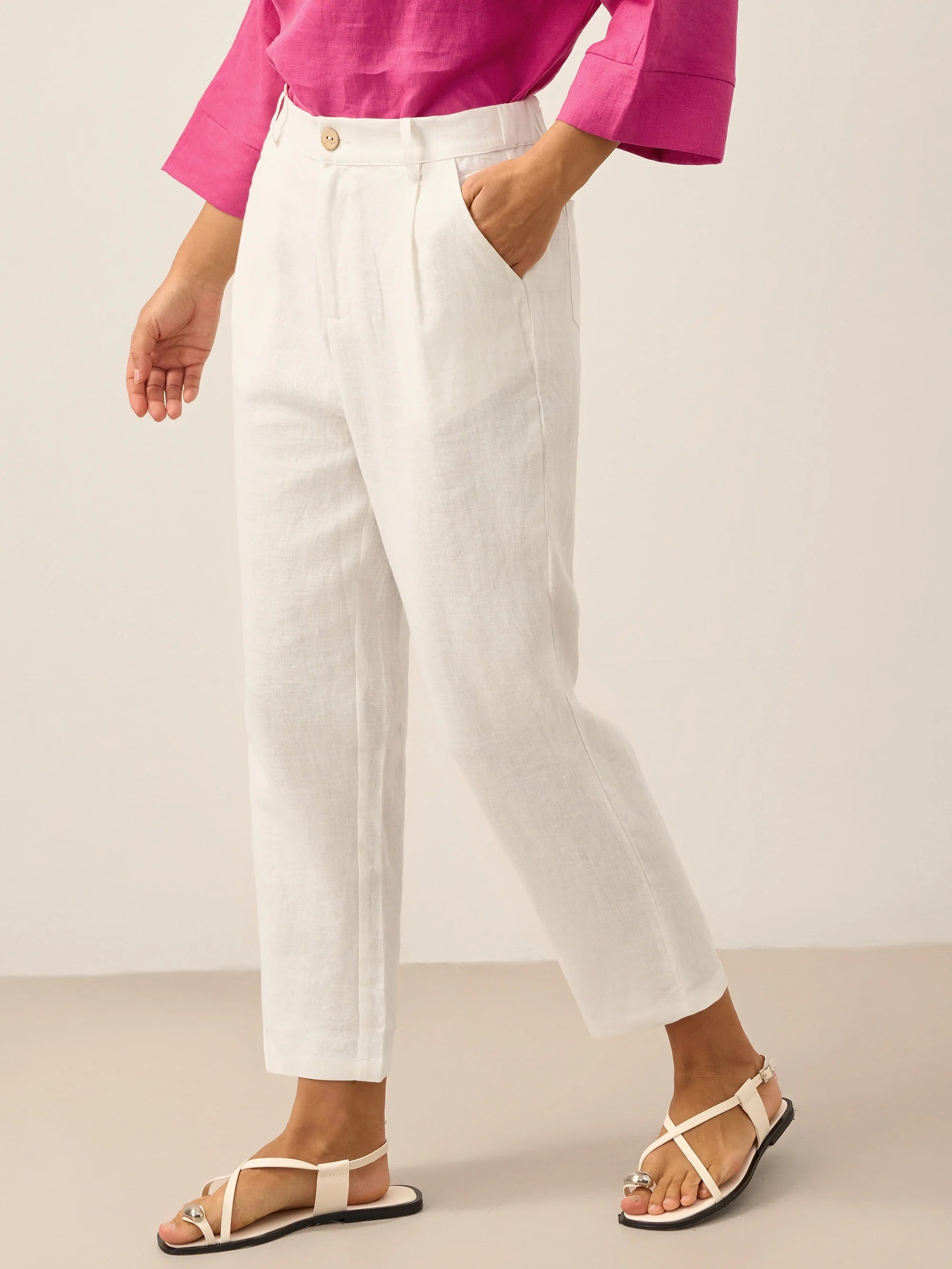 100% Leinen Entspanntes, leichtes Cover-Up-Hosen WINONA