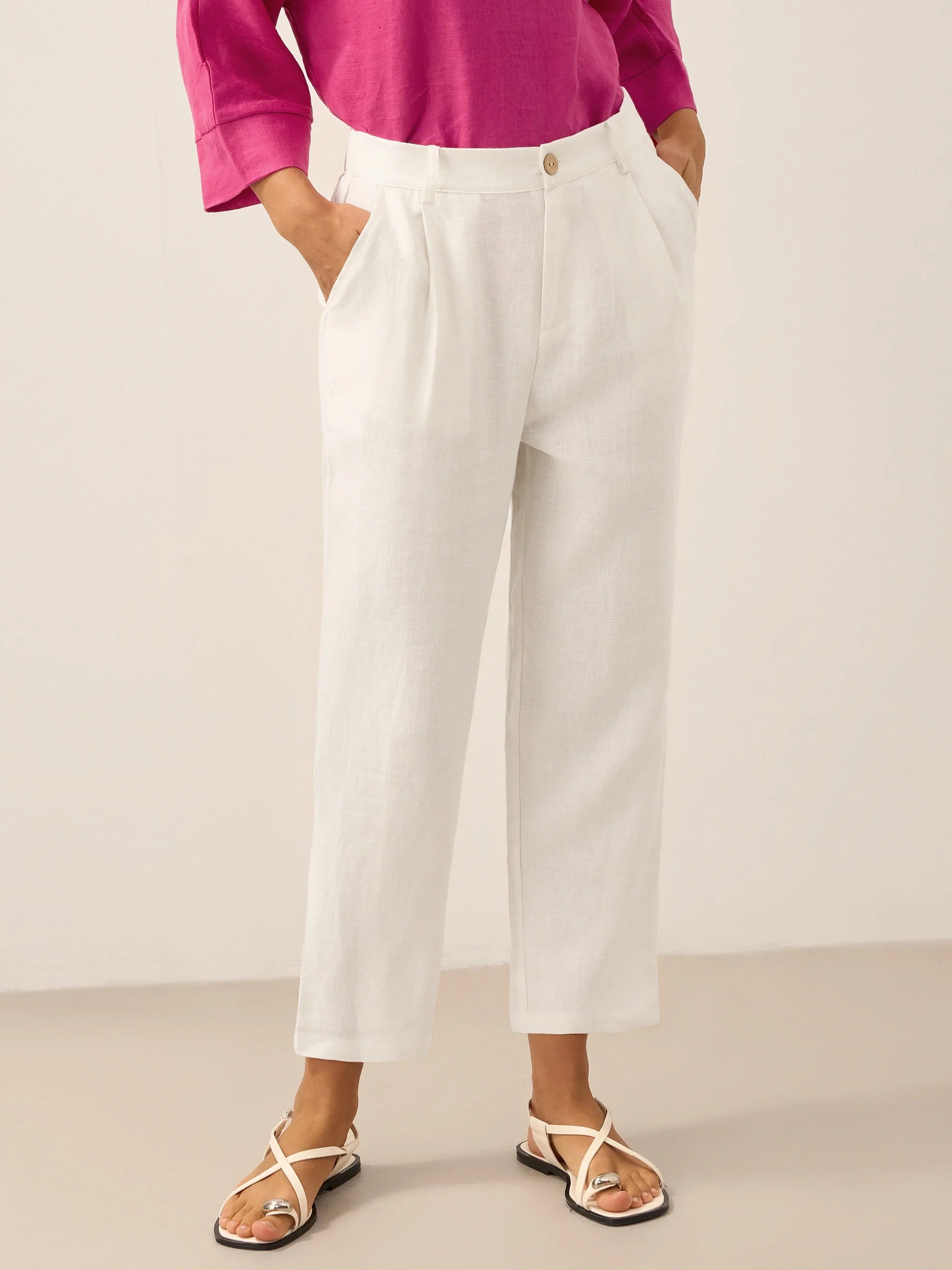 100% Leinen Entspanntes, leichtes Cover-Up-Hosen WINONA