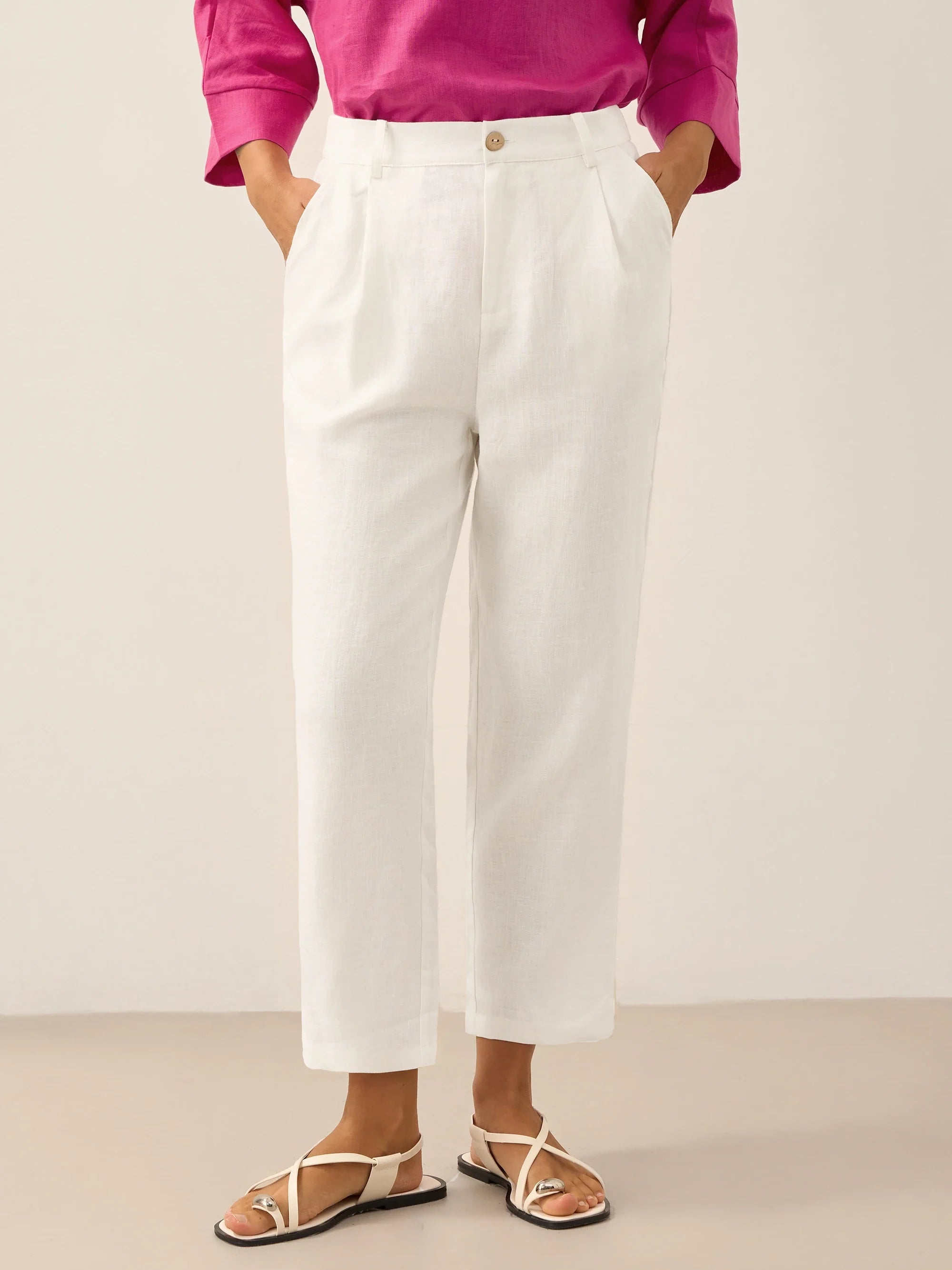100% Leinen Entspanntes, leichtes Cover-Up-Hosen WINONA