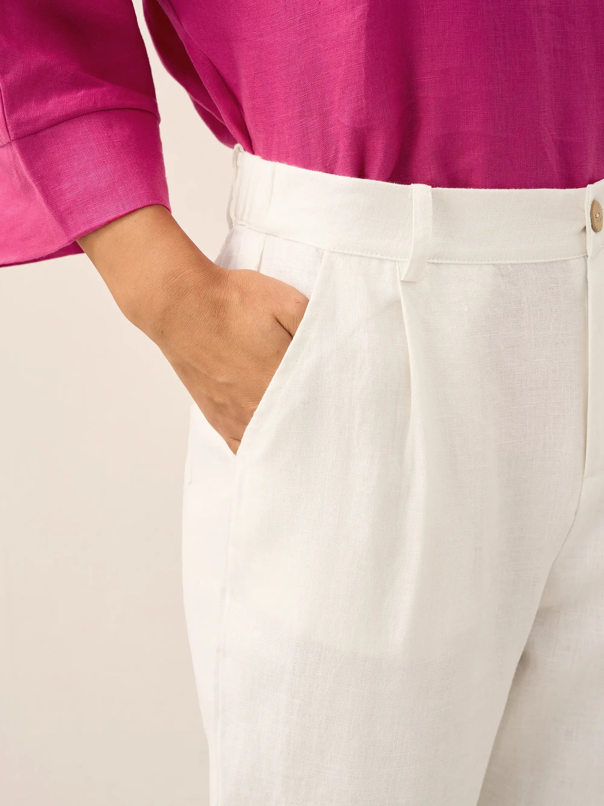 100% Leinen Entspanntes, leichtes Cover-Up-Hosen WINONA
