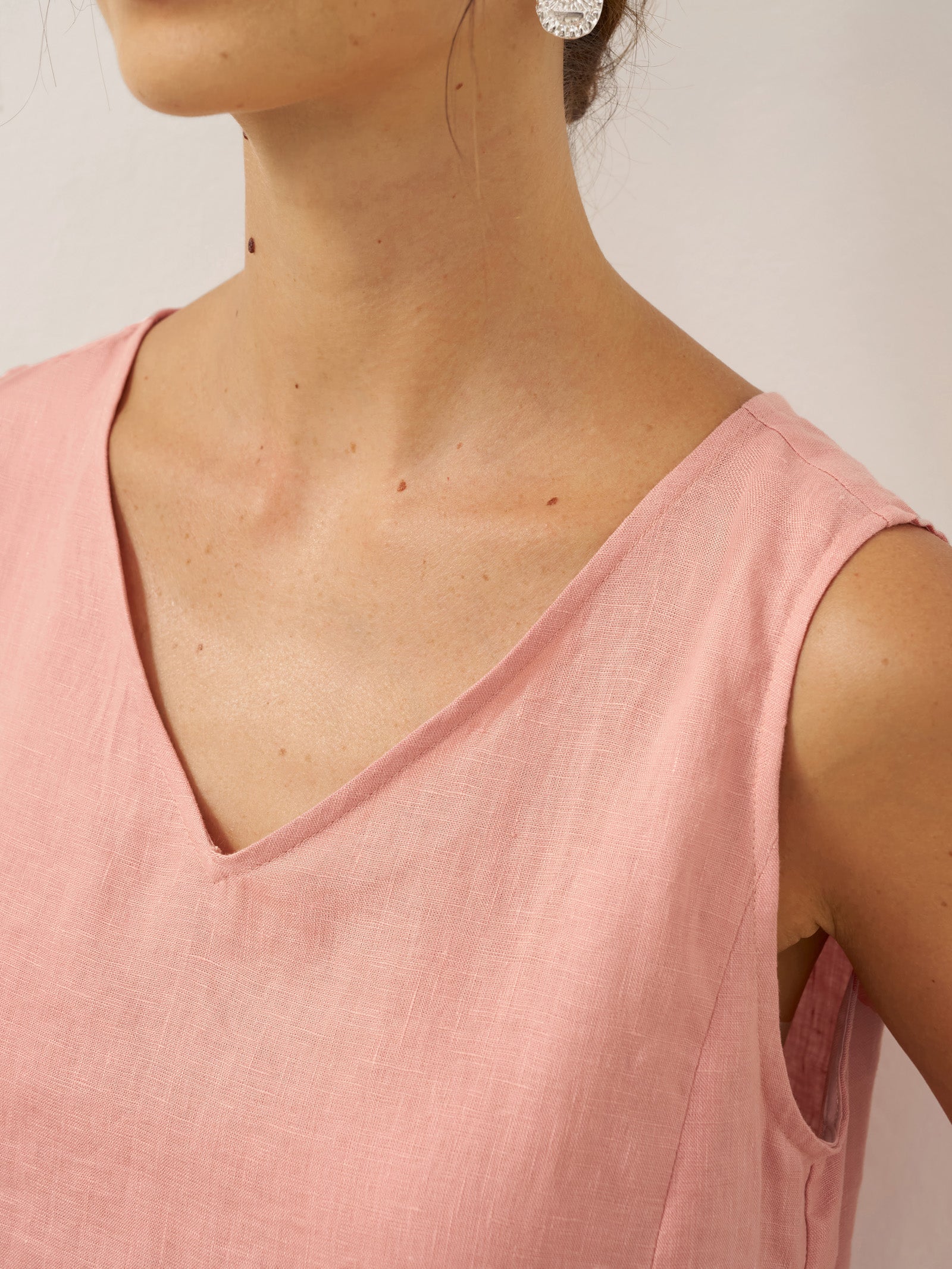 100% Leinen Ärmelloses A-Linien Maxikleid TARA