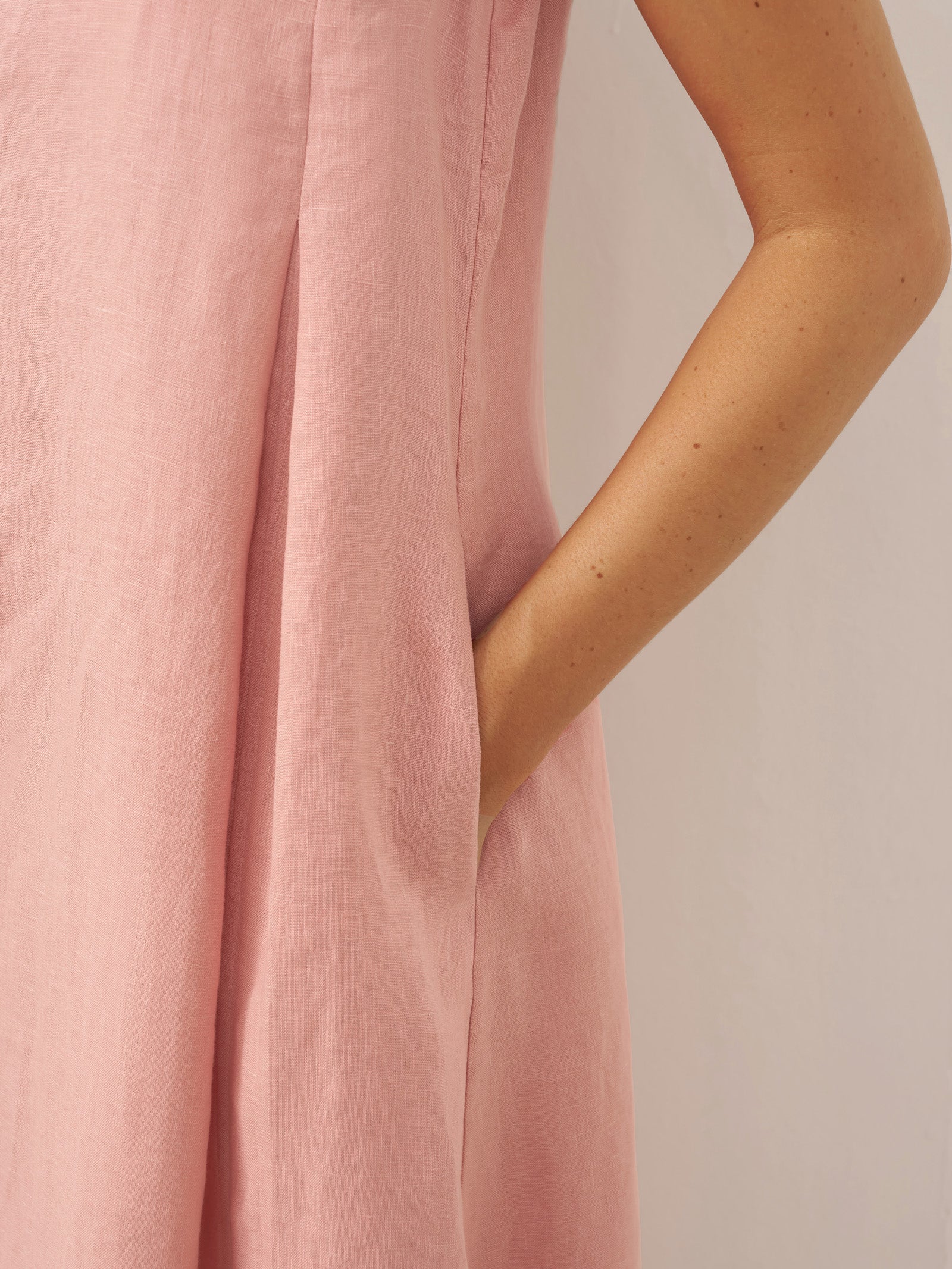 100% Leinen Ärmelloses A-Linien Maxikleid TARA