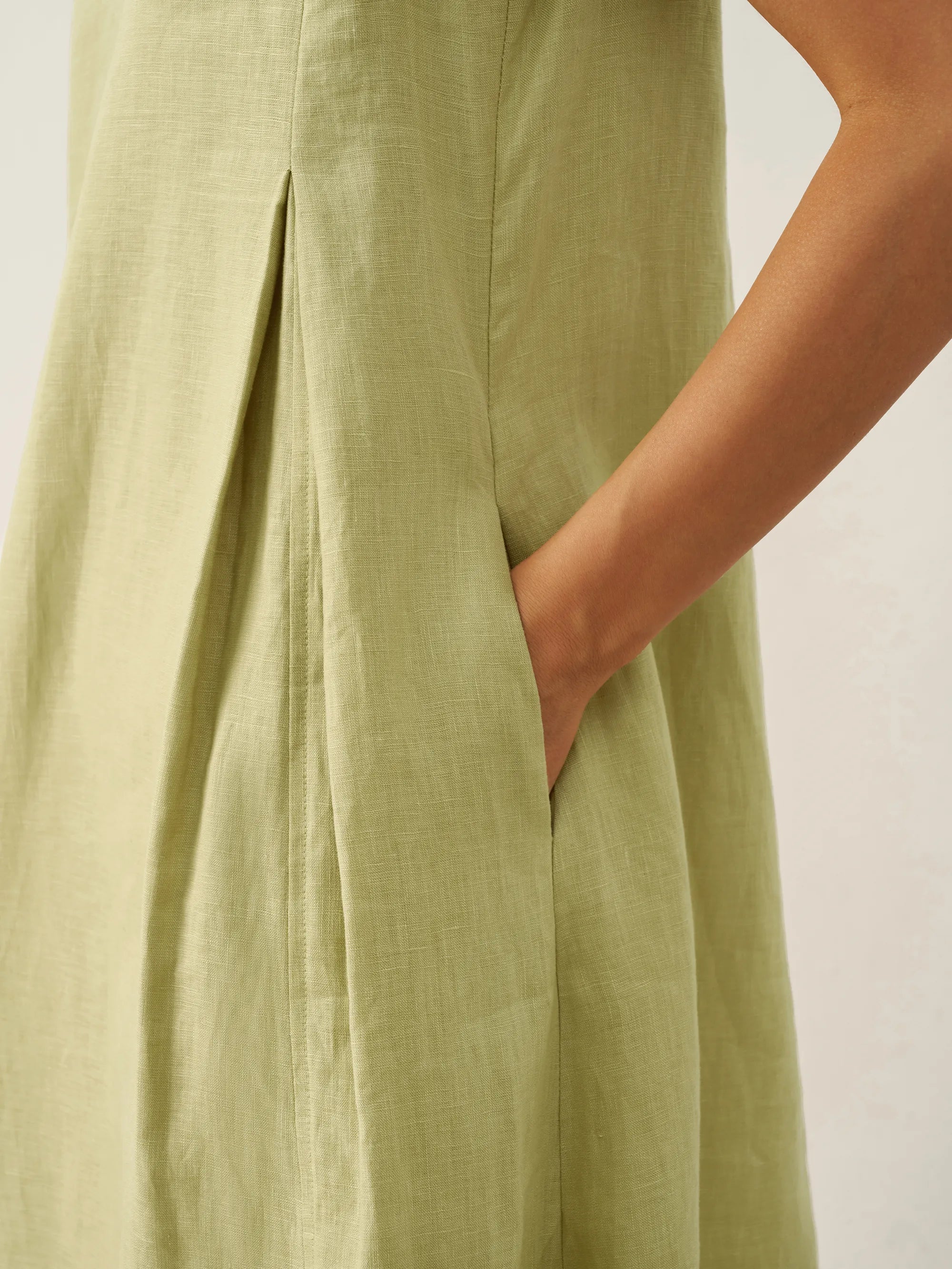 100% Leinen Ärmelloses A-Linien Maxikleid TARA