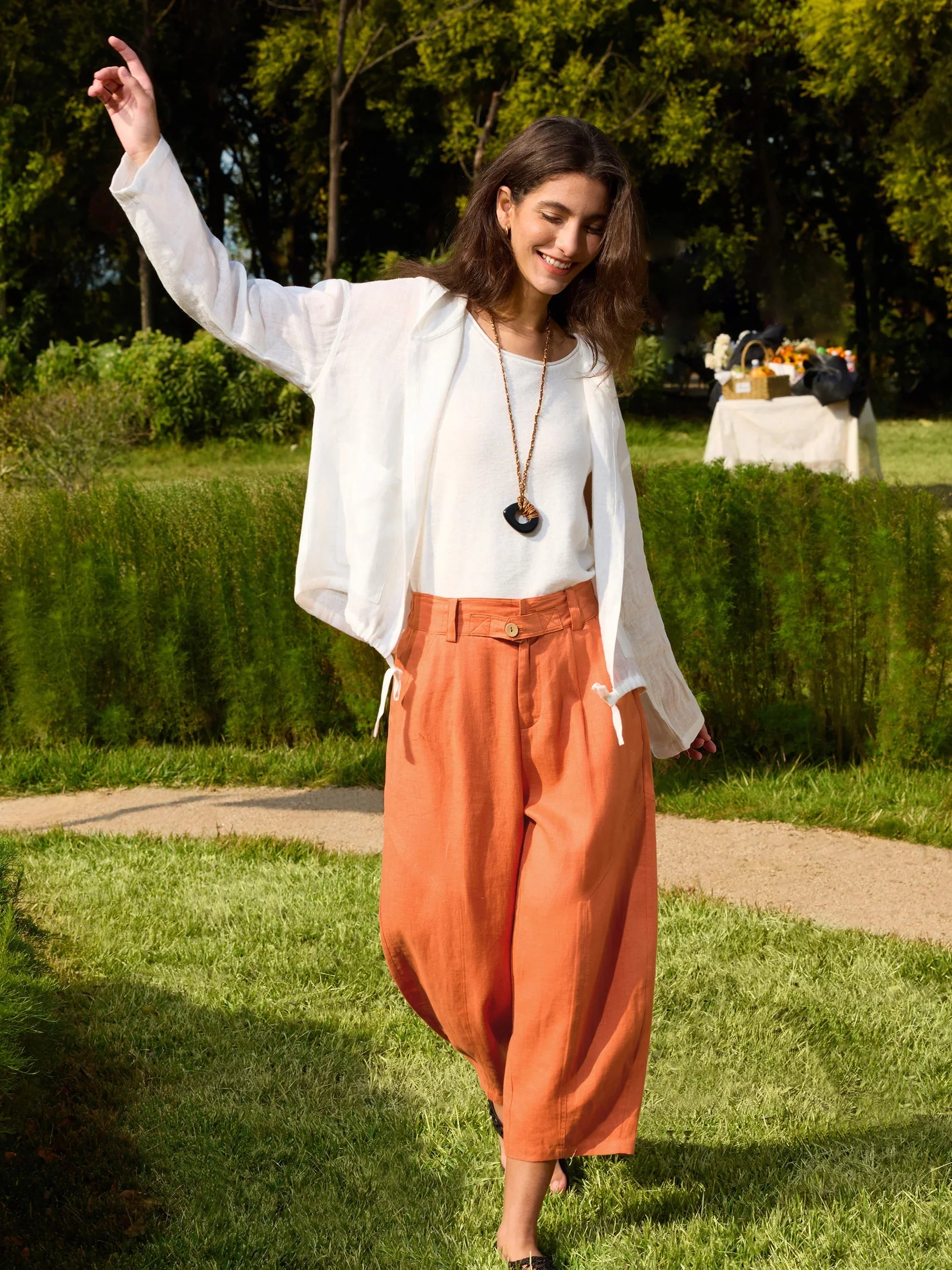 100% Leinen Kapuzen-Sonnenjacke EMMA