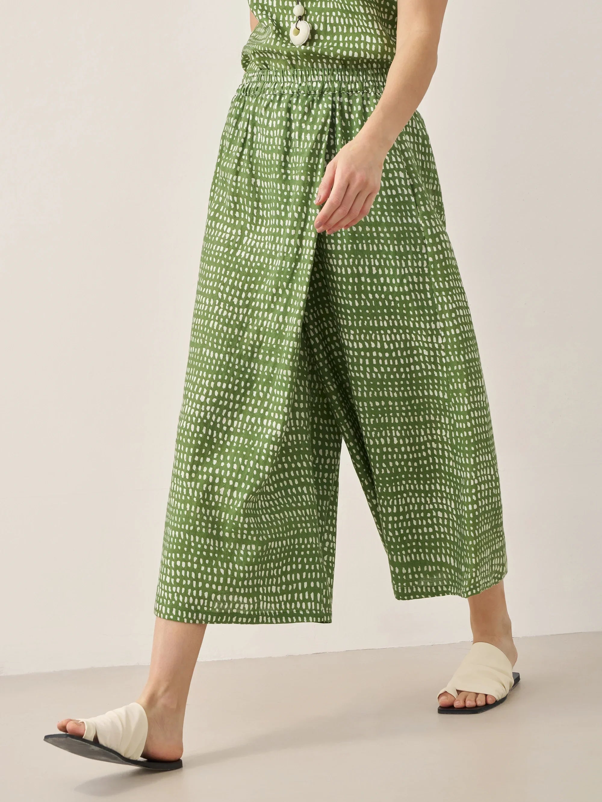 100% Leinen Punktrock-Hose mit elastischem Bund LUMI