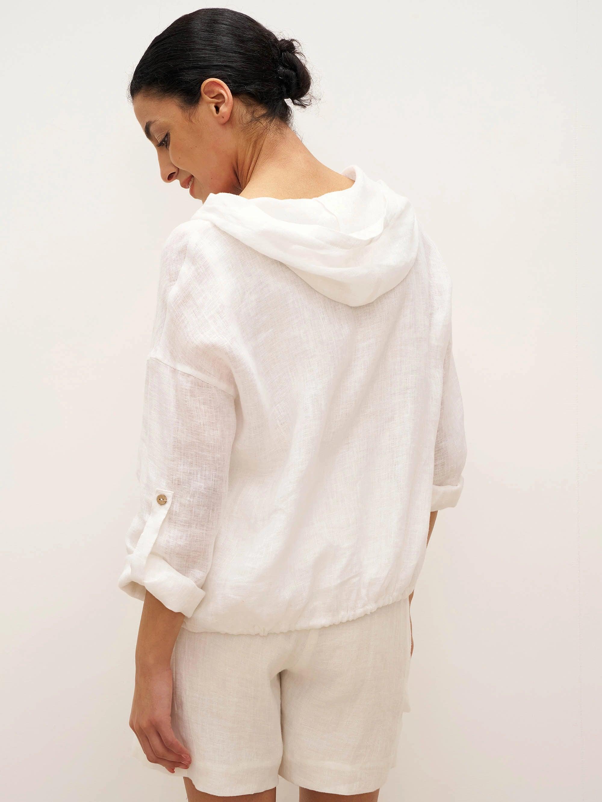 100% Leinen Kapuzen-Sonnenjacke EMMA