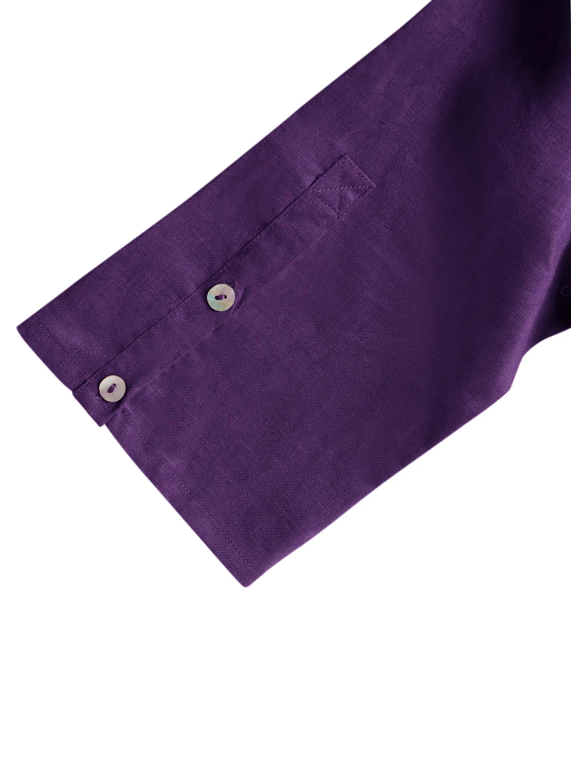 100% Leinen Kragenloses Midikleid SOFIA