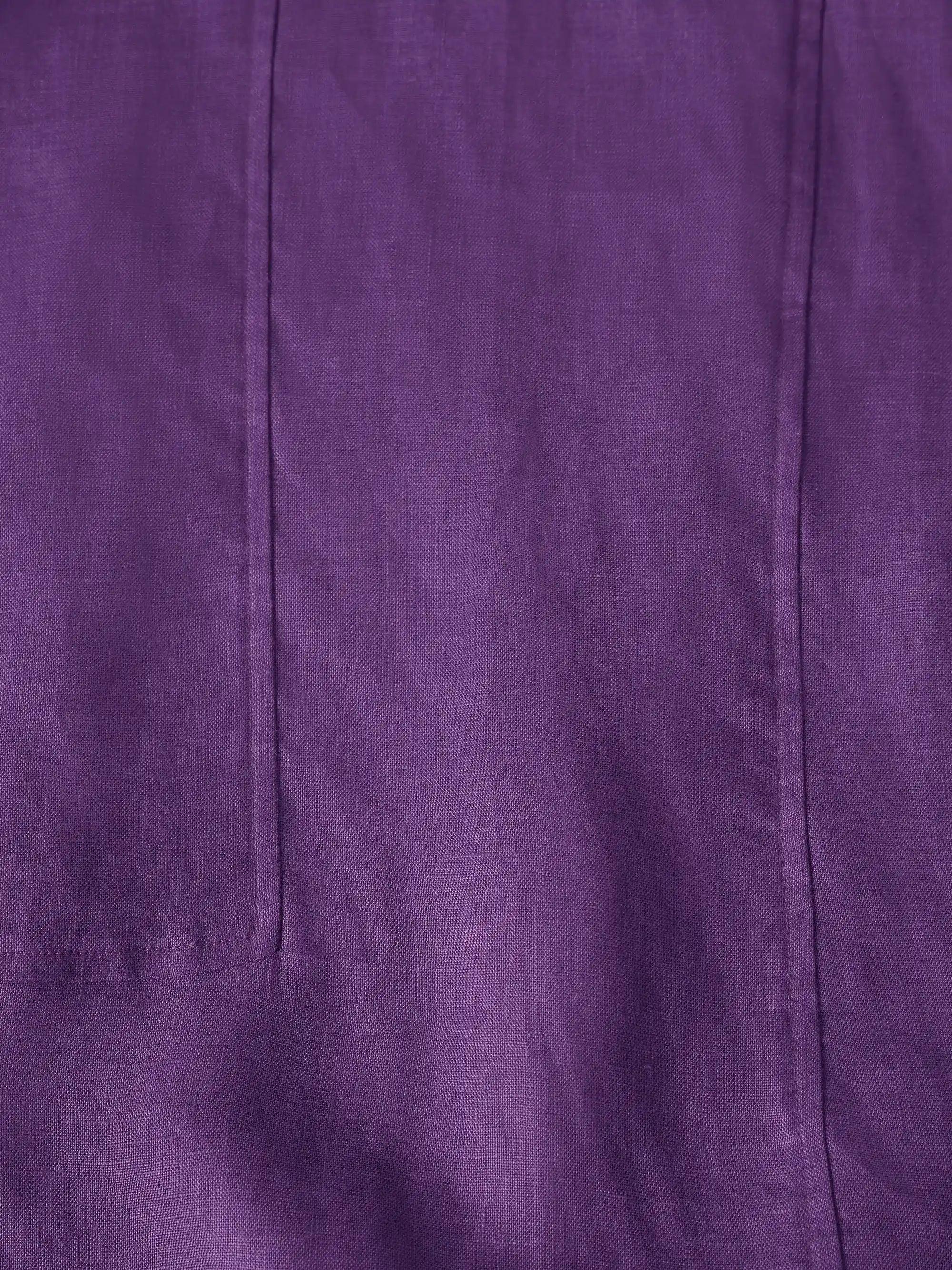 100% Leinen Kragenloses Midikleid SOFIA
