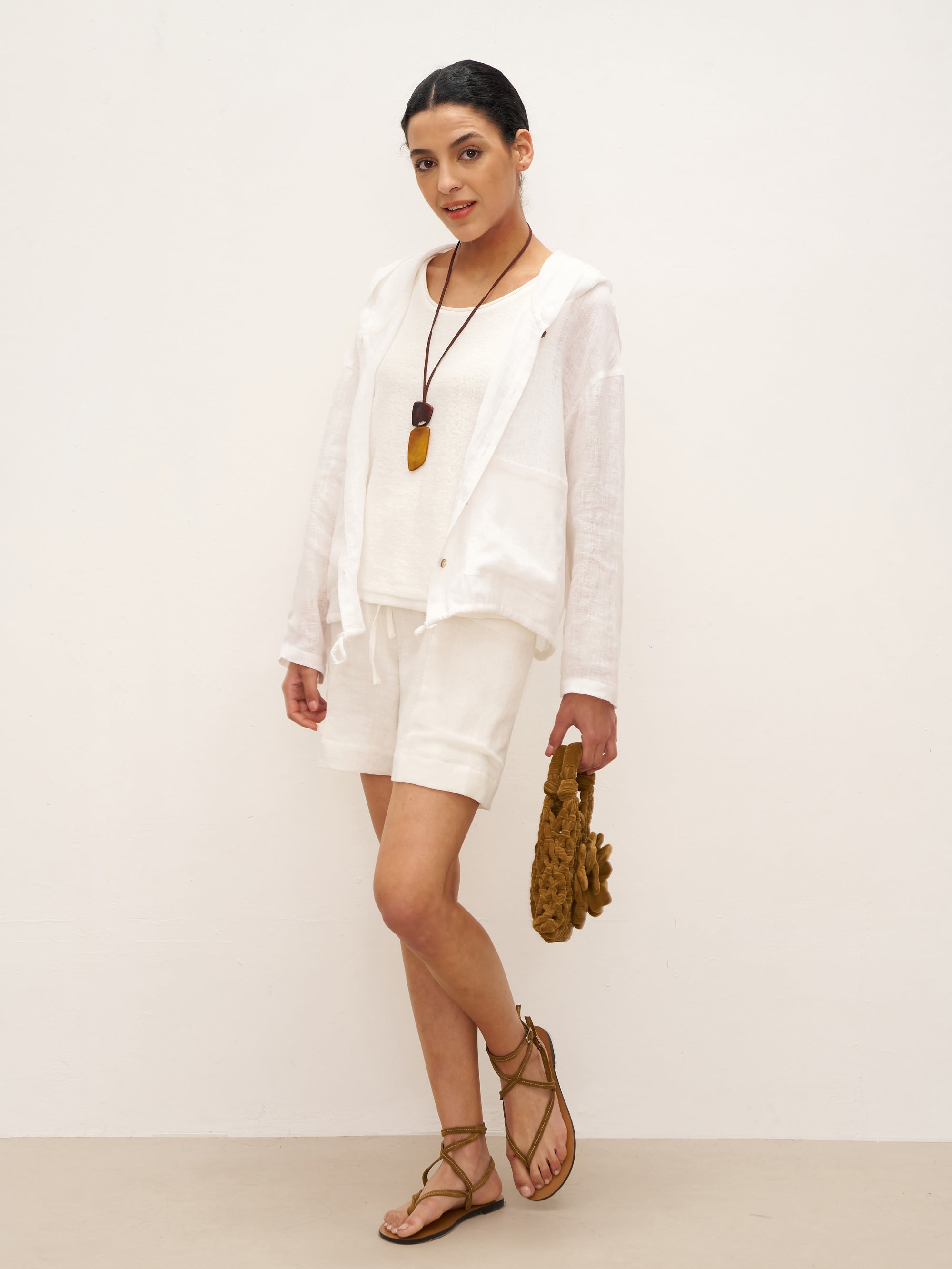 100% Leinen Kapuzen-Sonnenjacke EMMA