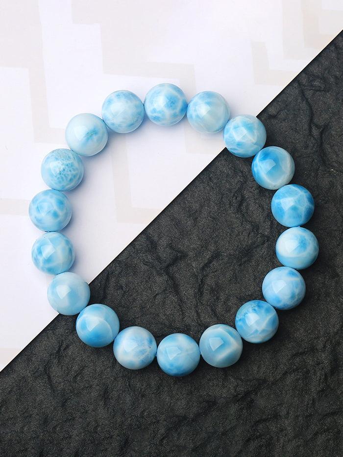 Dominikanisches Larimar-Kristallarmband mit ozeanischen Mustern