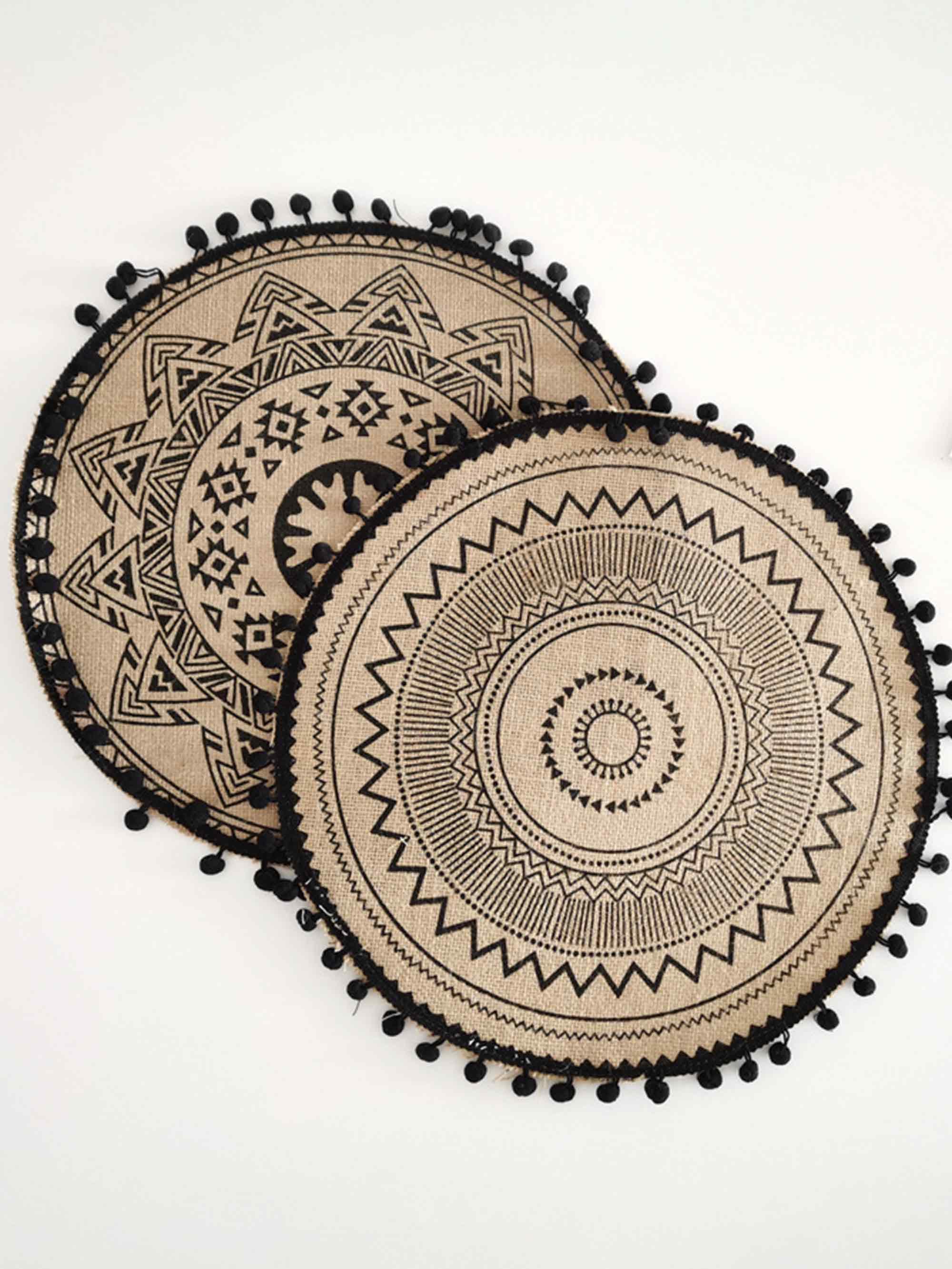 Nordic Woven Jute Tischset Rund Fransen Dekorativer Hitzebeständiger Platzmatte