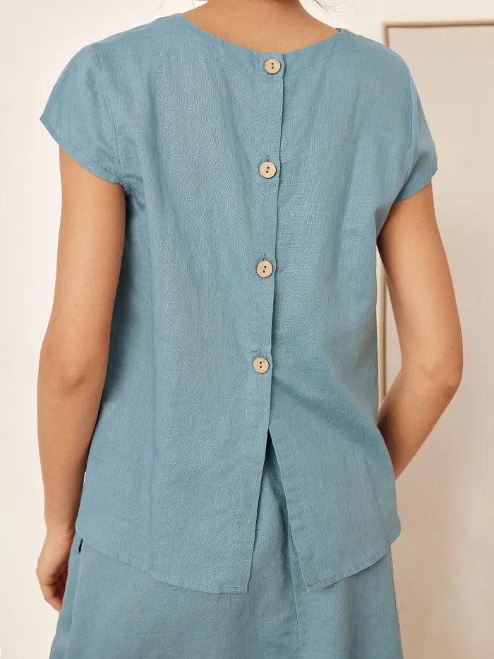 Leinenmischung Cap Sleeve Top und Bleistiftrock Set VEDA