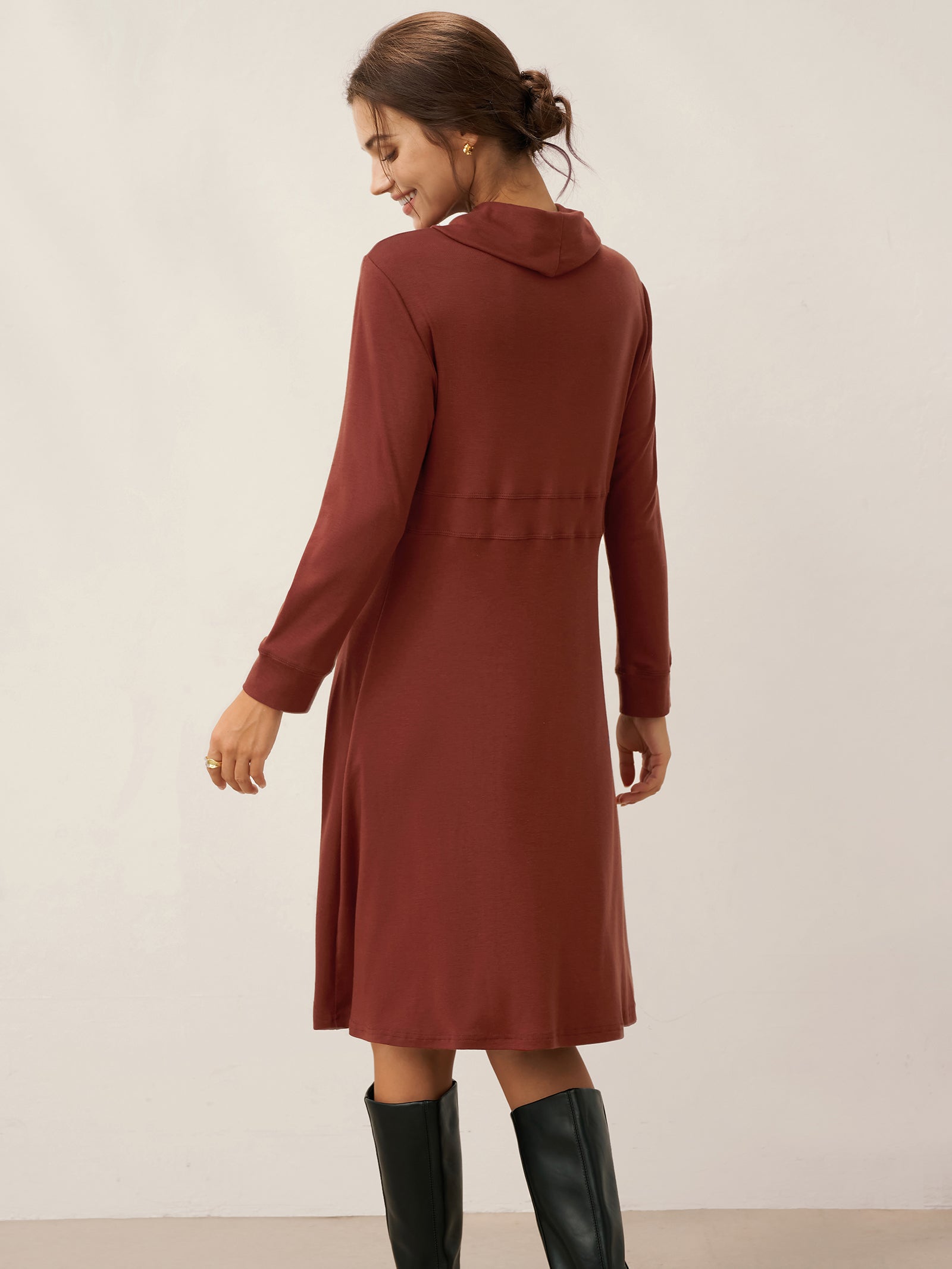 Tencel-Woll-Midi-Kleid mit drapiertem Hals KIRA